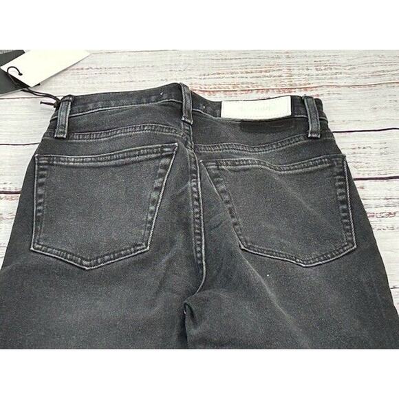 RE/DONE Womens 70s Stove Pipe Straight Leg Jeans Raw Hem Denim Black Size 25 NWT - Picture 3 of 11